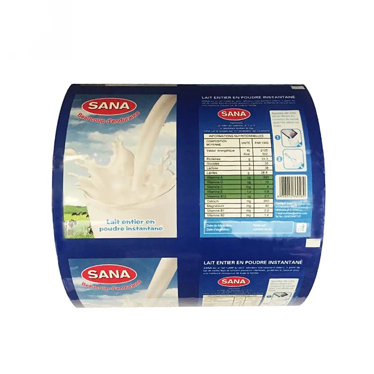 Порошковая пищевая упаковка для молока пластиковая рулонная пленка с индивидуальной