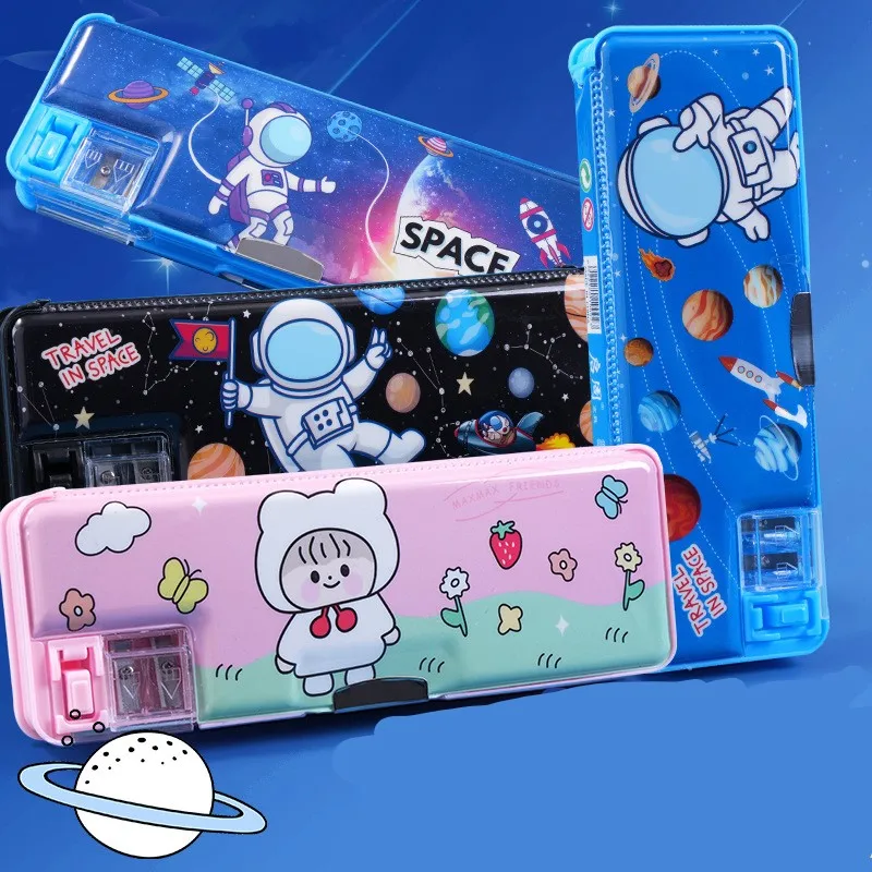 Multifunction Pencil Cases With Sharpener Box For Boys Plastic Stationery Organizer Box School Gift For Kids