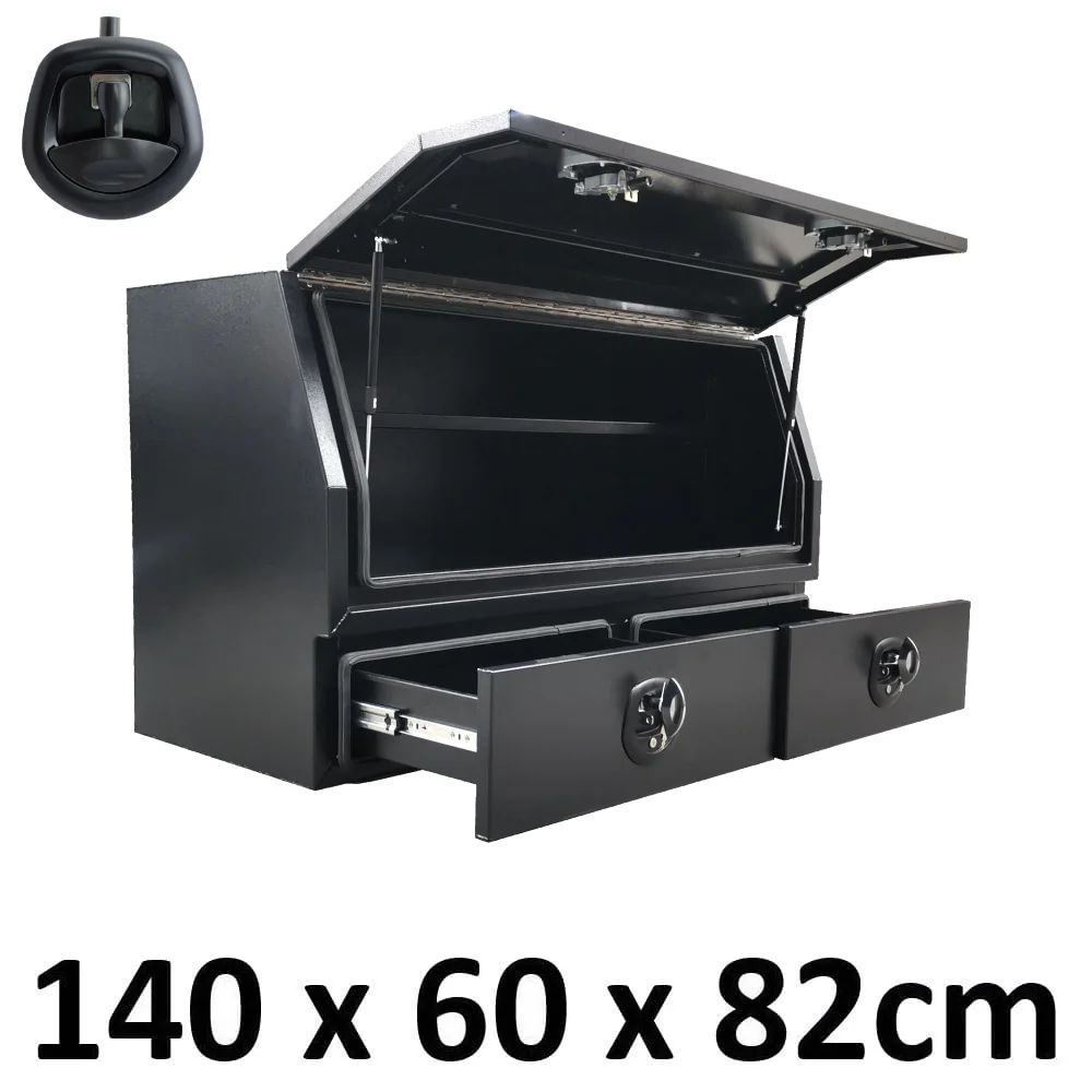 Custom Waterproof Powder Coated Flat Aluminum Alloy Pick Up Truck Tool Box With Whale Tail Locks And Removable Shelf