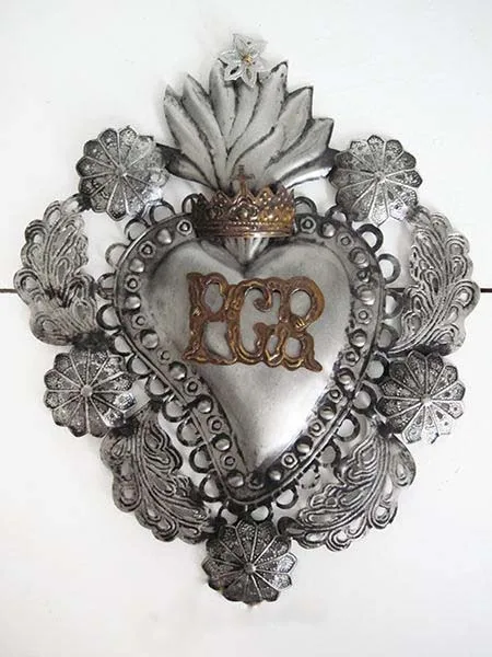 Italian Flaming Metal Sacred Heart for Home Decor