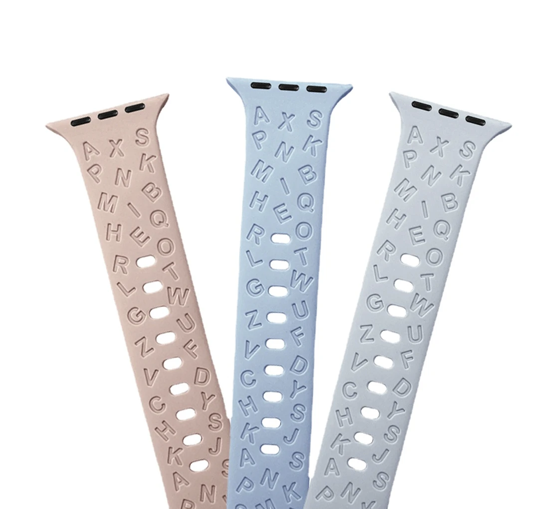 CAOWTAN Engraved Bracelet for iwatch series ultra 7 SE 6 8 Silicone Strap For Apple Watch Band 45mm 49 38 40mm Butterfly Buckle