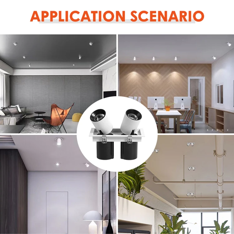 Ushine New Product Indoor Beam Angle Design Round Square Aluminum Ceiling Recessed COB LED Spot Light