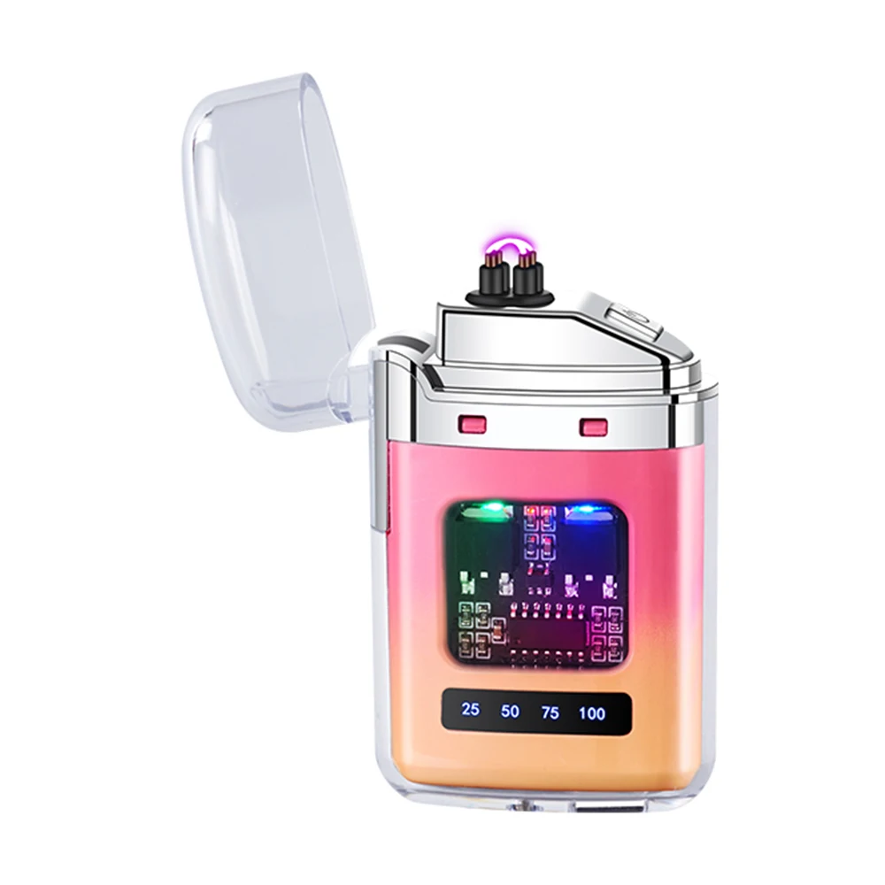 Daqun outdoor electric type c transparent dual arc plasma lighter
