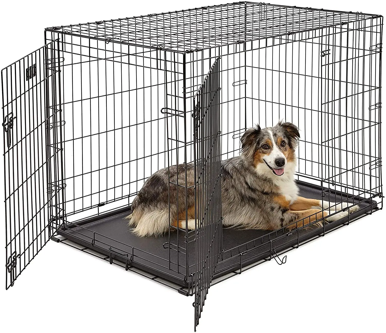 Best Quality 42 Inch Large Dog Crate Portable Folding Metal Dog Cages with Plastic Tray