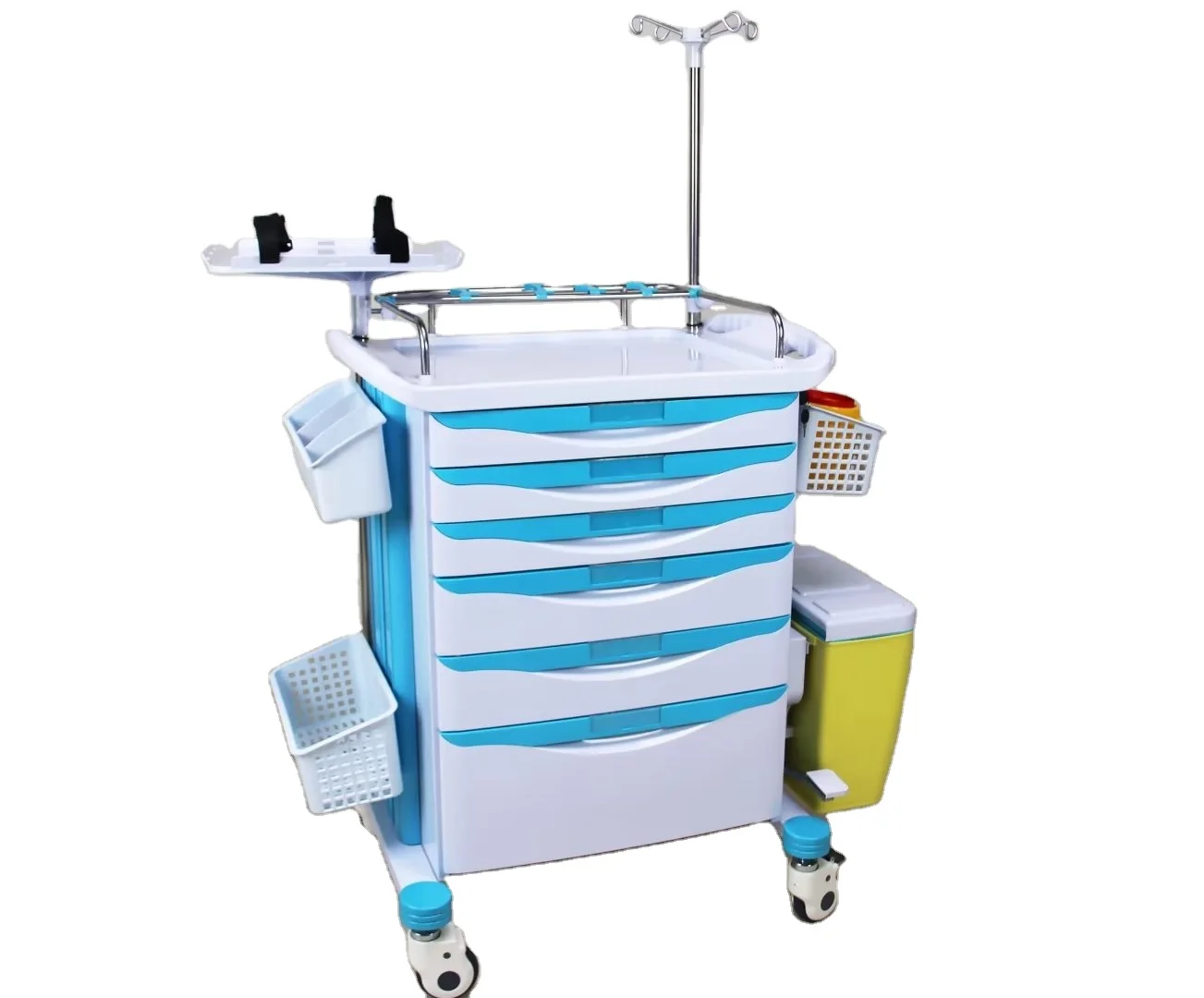 Factory Excellent Quality New Medical Trolley ABS Material Cheap Hospital Nursing Cart Emergency Trolley With Five Drawers