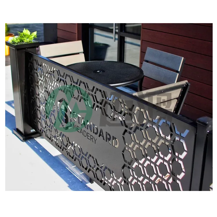 Laser Cut Outdoor Privacy Screen with Planter Box,Metal Privacy Panel, Raised Garden Bed