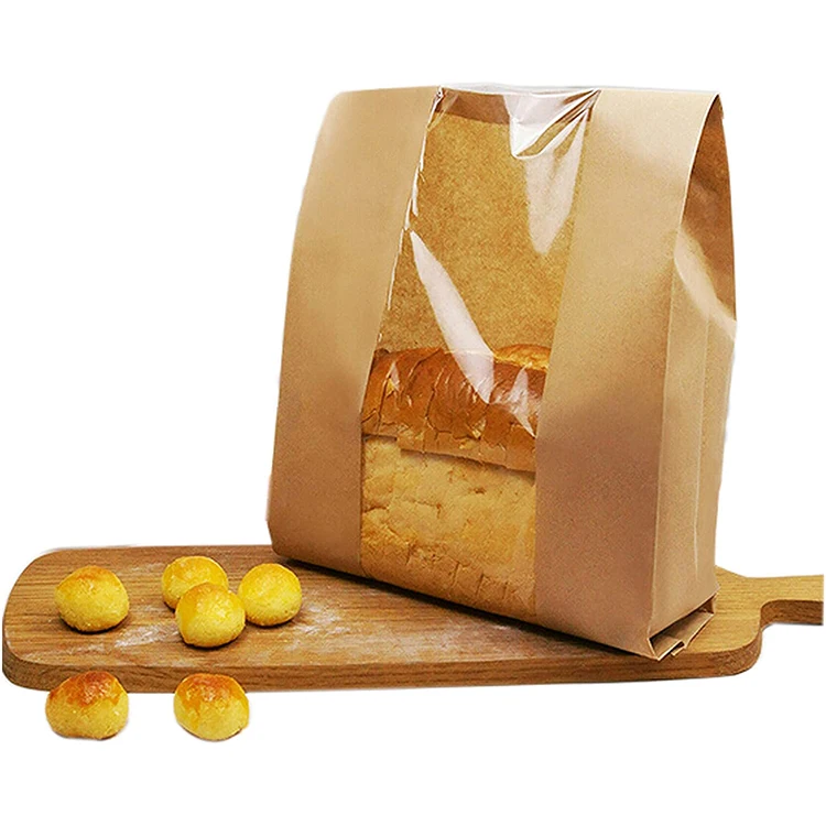 Custom Cheap Food Packaging Brown Kraft Paper bread Bag Printing