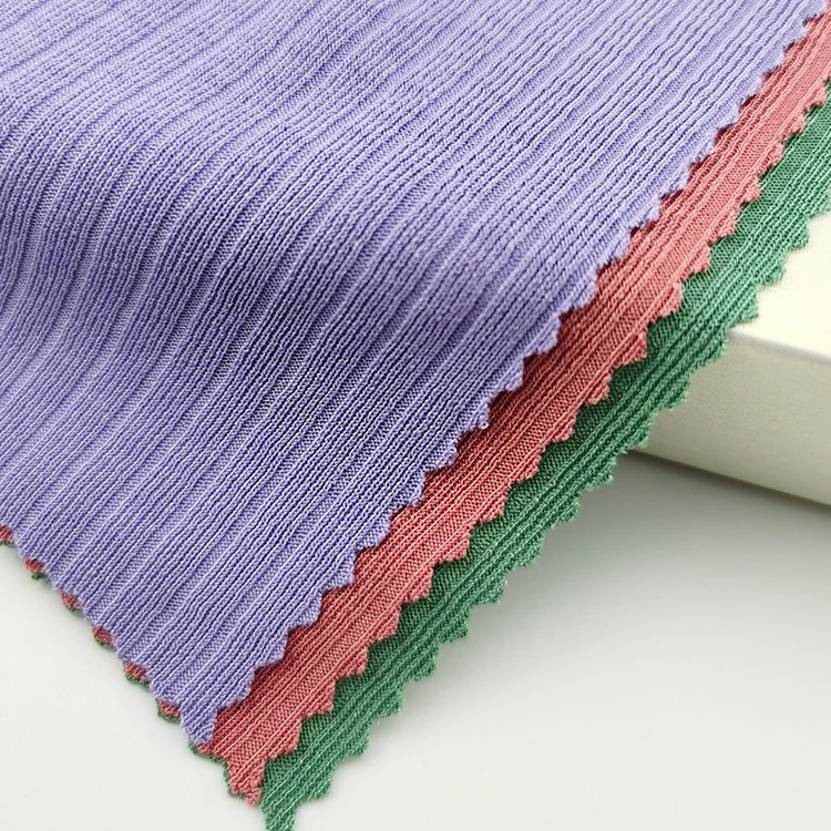 material cheap fabric poly spandex  brushed rib fabric dyed knitted textile telas tissu for garments