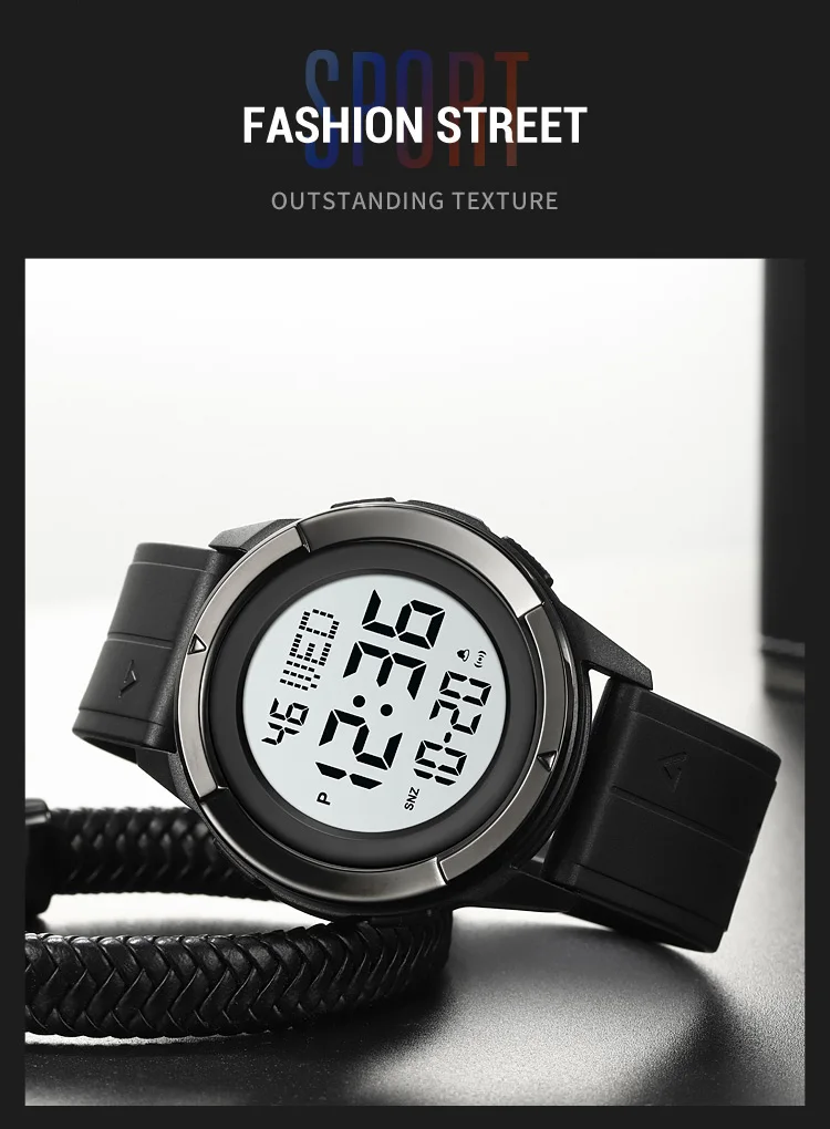 Skmei 2047 fashion made in china gents digital watch low price PU band Waterproof Multi function in stock sports hand watch