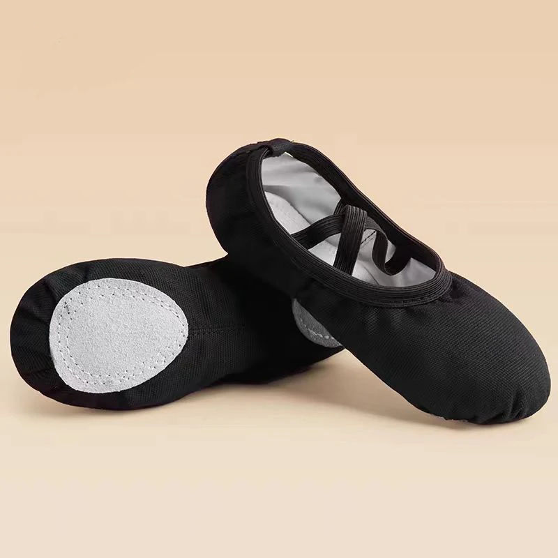 Wholesales good quality popular trainingwear black canvas dance ballet shoes for kids adult