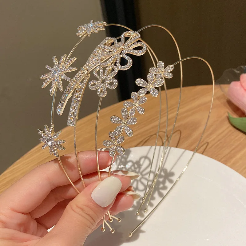 Korean fashion women metal wire headband bling glitter metal wire headband 2024 hot sale female hairbands hair accessories