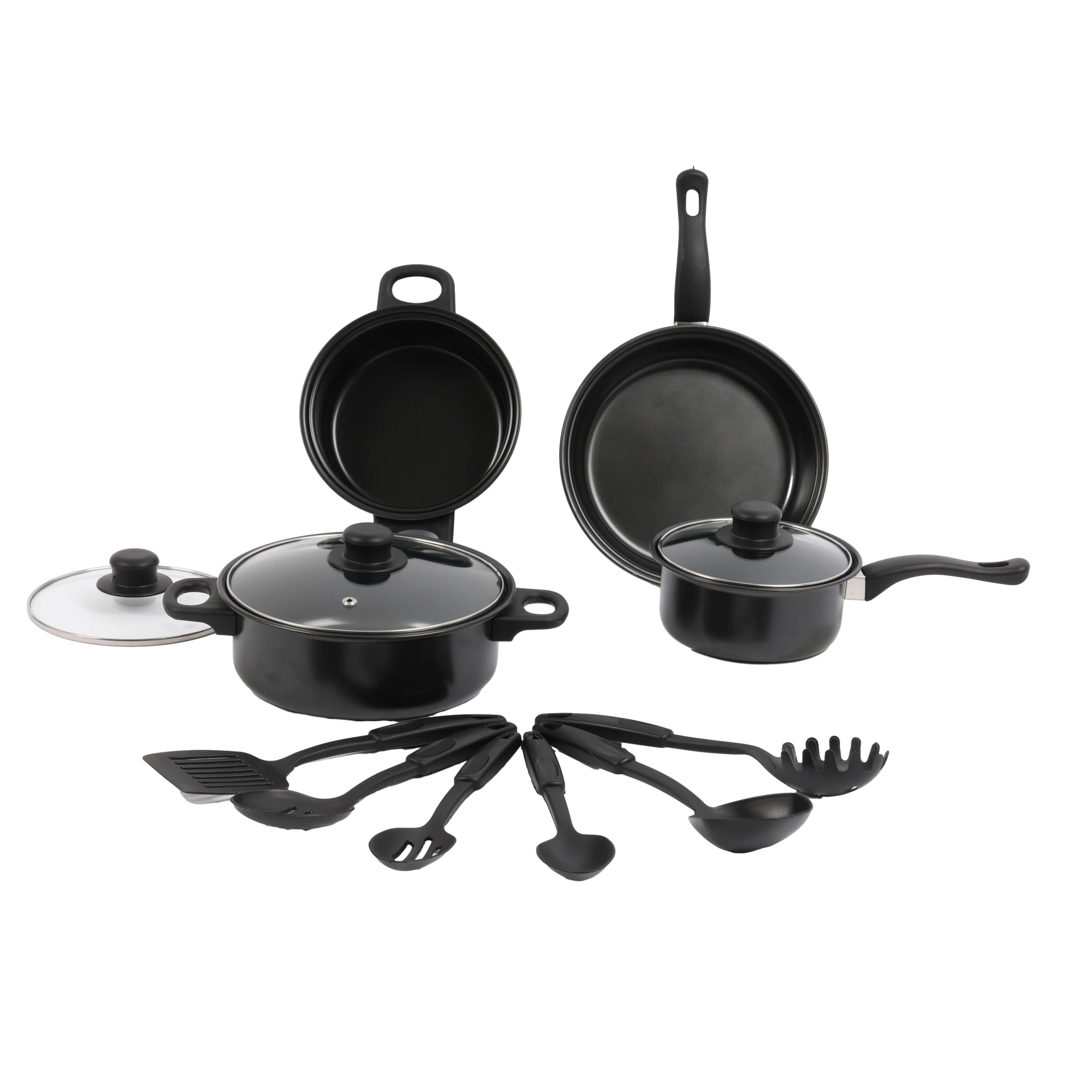 MU Cookware sets wholesale 13 pcs iron kitchen pots and stick cast iron aluminum ware cooking  accessories utensils tefal