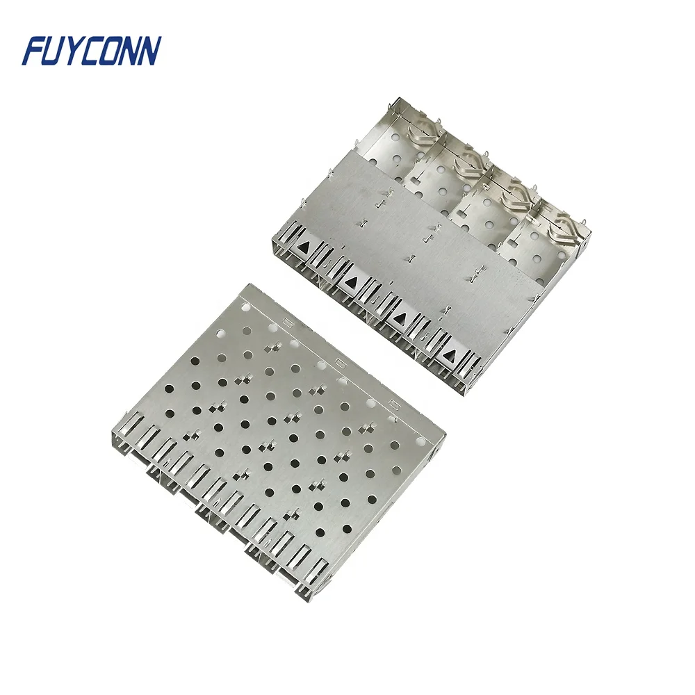 Соединитель серии SFP, прямой, без пайки, 4 порта, SFP + клетка, завершение прессования, 1x4 SFP клетка без света