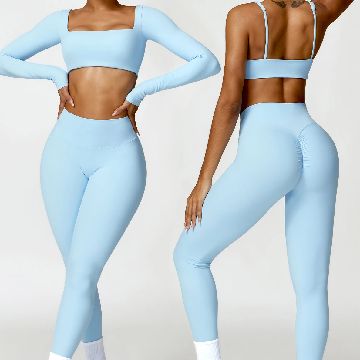 Aola Seamless Yoga Women Workout Clothes Sports Fitness Gym Clothing Bra High Waist Gym Dancewear Leggings 4 Piece Yoga Set