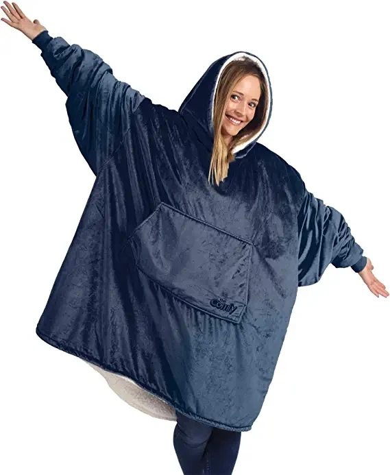 Oversized Wearable Full Body Sweatshirt TV Blanket Flannel Fleece Hoodie Blanket With Sleeve