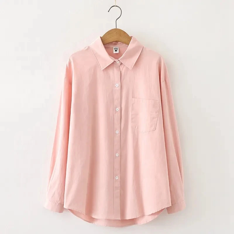 women shirt Fashion Ladies Linen Over Sized Blouses for women elegant Long Sleeve Shirt