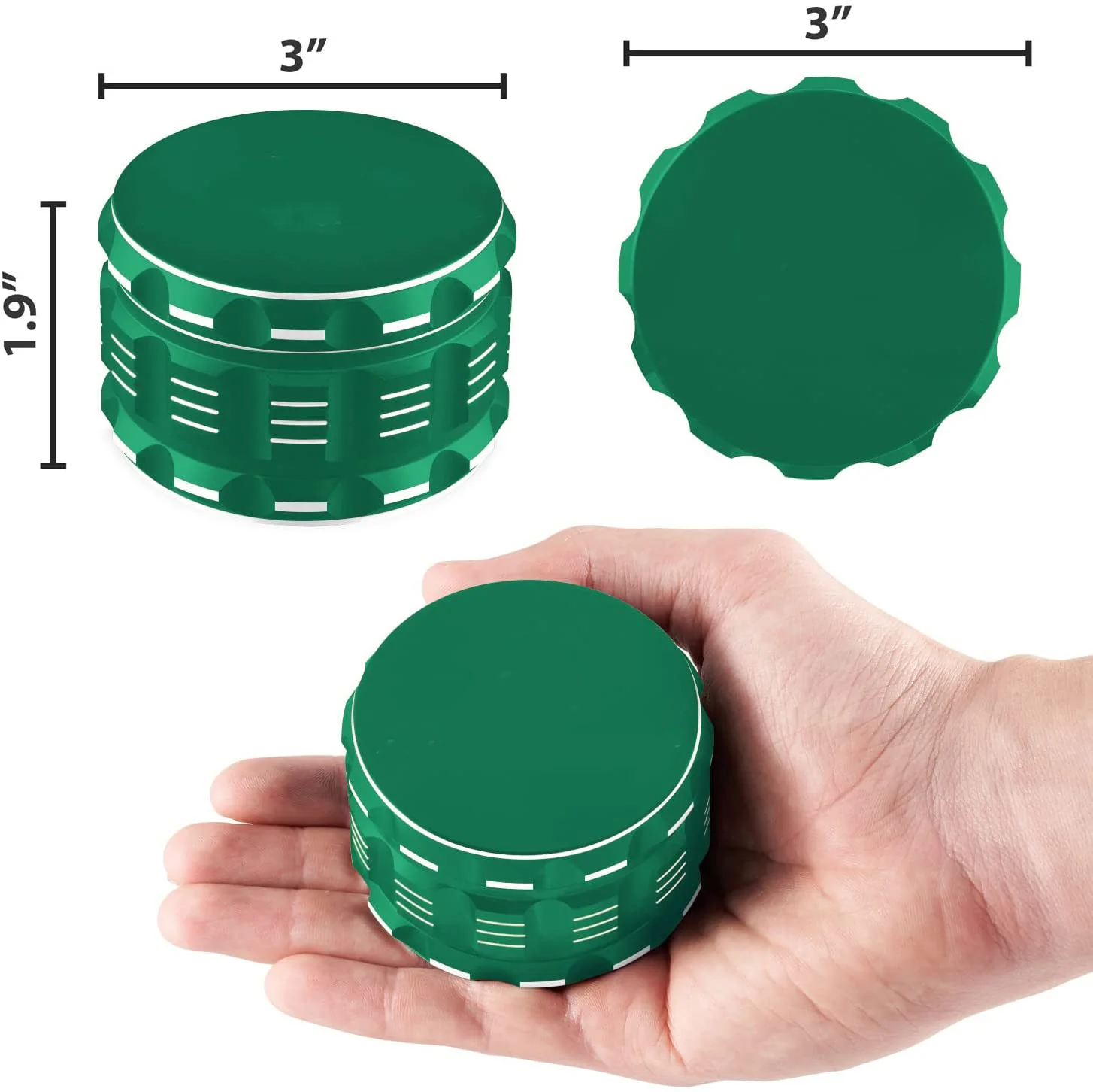 3-дюймовый специи Дробилка травы трав и специй алюминиевый жернов для трав