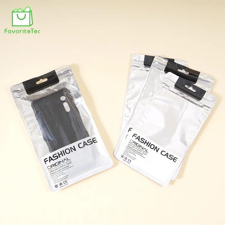 Customize Transparent Window Plastic Zipper Bag Connecting Line Accessories Sample Phone Case Packaging Bags
