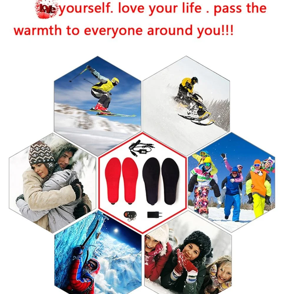 Winter Warm Electric Heated Insoles with Remote Control 2000mAh Battery Heating Shoe Insoles Pads For Skiing/Camping