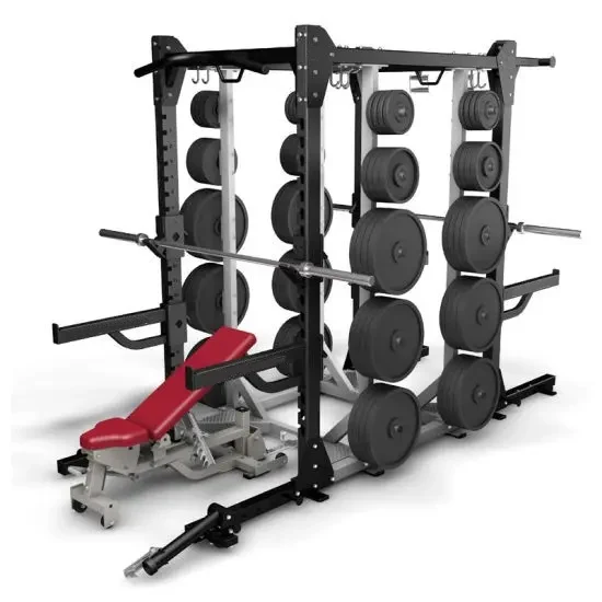 2025 Multifunction Commercial Weight Lift Half Stand Adjustable Squat Rack With Pull Up Bar Power Rack With Stacker For Gym