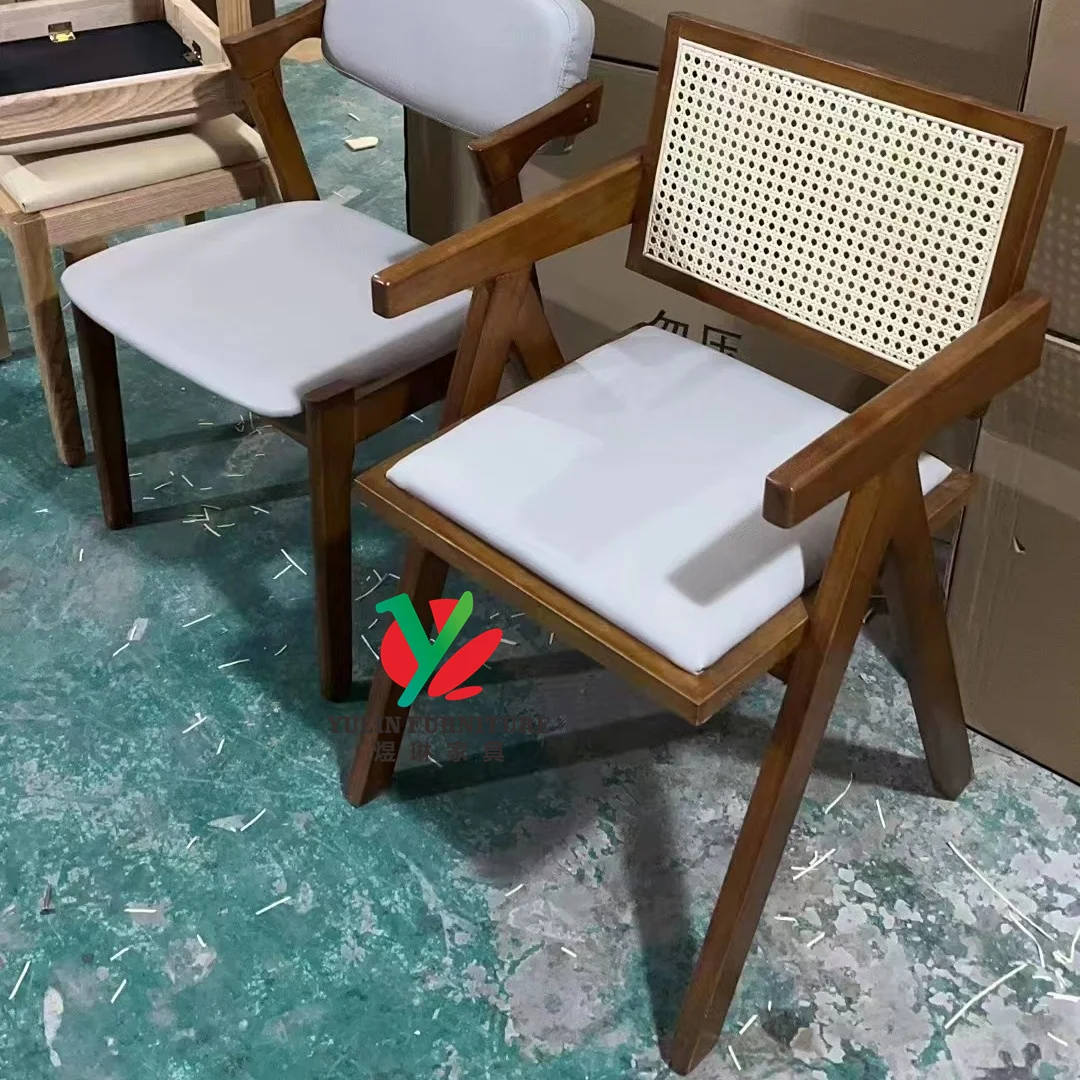 Classical canteen coffee shop wood cane wooden restaurant chair