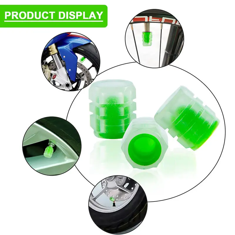 ABS Motorcycle Vehicle Truck Bicycle Bike Fluorescent Car Wheel Led Light Valve Stem Core Cover Luminous Tire Valve Caps