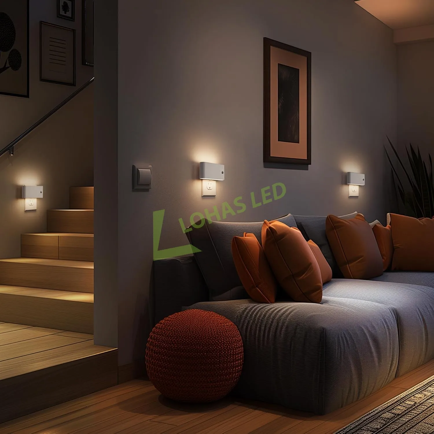 LOHAS Creative Soft White PIR Motion Sensor Dimmable Night Light Plug in Motion Sensor Outlet Night Light for Stairs Hallway