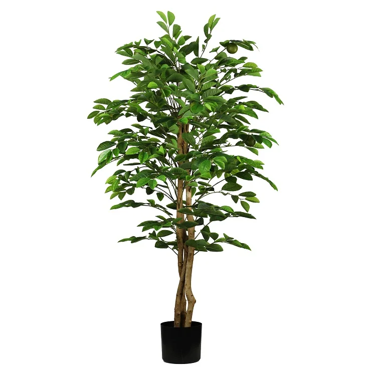 Dongguan large artificial plants tall lemon tree leaves fabrics