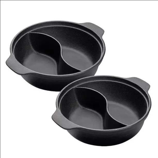Classic Cast Iron Shabu Pot Saucepan/Multifunctional 2-in-1 Double Pot for Hot Sale Sukiyaki Paella Casserole Camping Outdoor