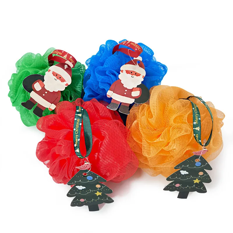 New Christmas Series Shower Ball Bubble Net Bath Flower Mesh Loofah Rubbing Bath Towel Holiday Gift Wholesale