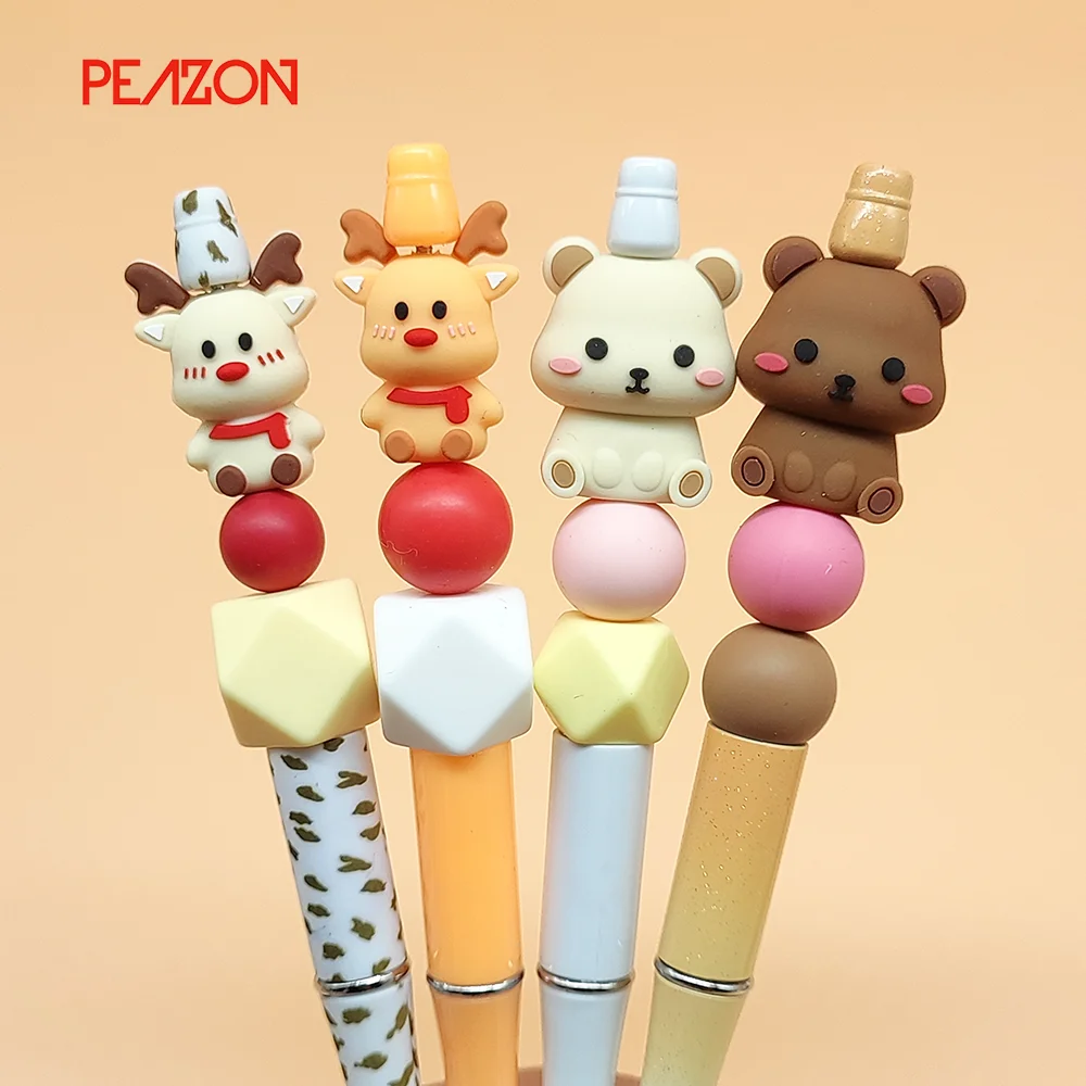 Wholesale Discount Colorful 15mm New Focus Silicone Alphabet Beads  for Fountain Pens 3d Focal Beads