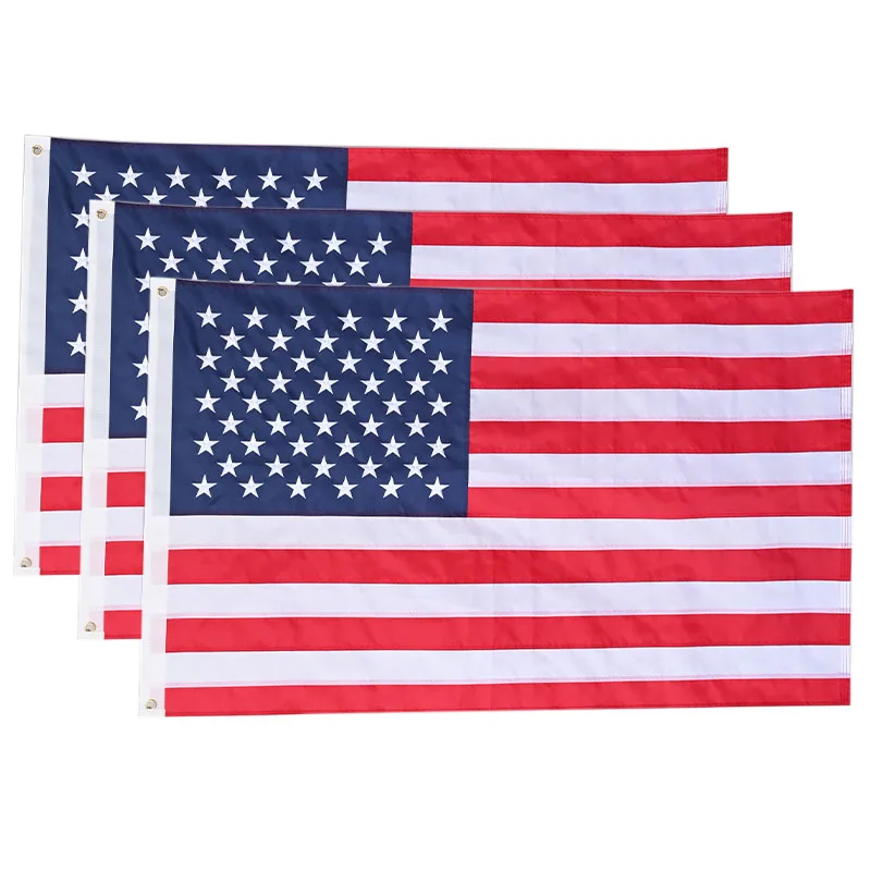 Fast Delivery Heavy Duty 210D Nylon Embroidered National USA Double Sided Custom Embroidered Flag With Grommets