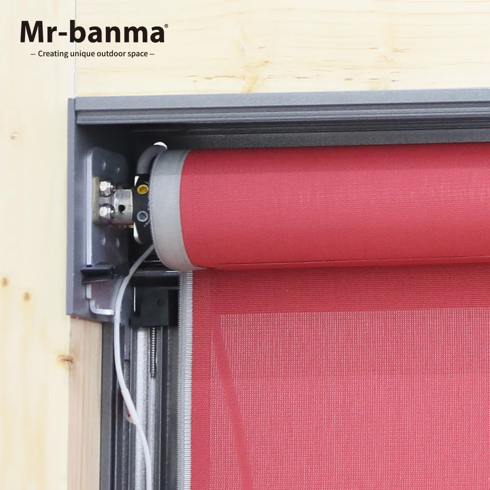Aluminium Roller Shades Outdoor Rainproof Motorized Zipped Screens zip Blinds Side Track