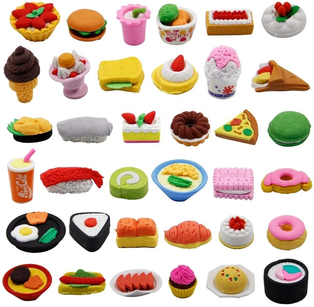 Novelty Food Puzzle Erasers for Kids Party Favors and Classroom