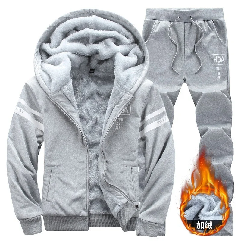 Wholesale 2023 thicken plus velvet with Soft Nap Track Suit to Keep Warm Portable Track Suit for Men Zippered Jogging Suit