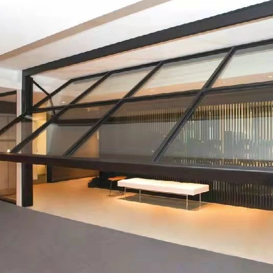 Deda automatic glass electric Lift Fold Up double 16-grid aluminum frame garage door