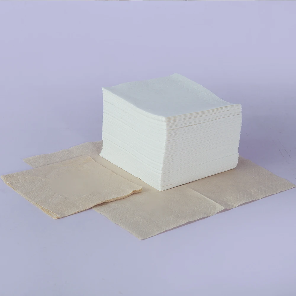 1/4 fold OEM logo printing fast food table  tissue Unbleached color napkin paper with initial
