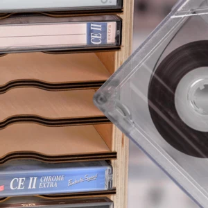 Wooden 16 Slot Cassette Tape Storage Case Organizer Rack for Cassette Collections Audio Accessory Easy to Assemble Laser Cut