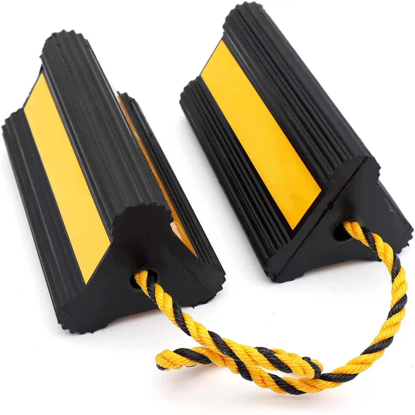 Heavy Duty Black Yellow Rubber Wheel Chocks for Aircraft / Truck /Cars Camper / Motorcycle