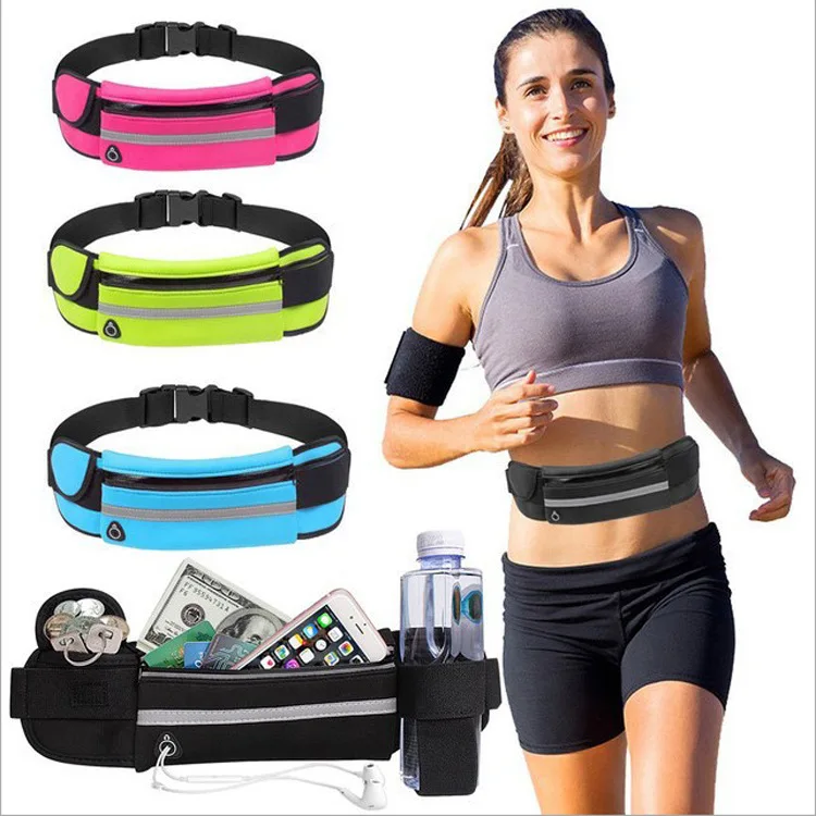 Slim Running Belt Fanny Pack Hiking Cycling Workout Reflective Runners Belt Jogging Pocket Belt Waist Pack Bag