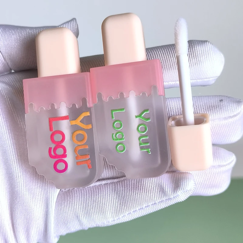 CY330 label custom 5ml Empty Refillable Bottles Ice Cream Shape DIY Cosmetic Samples Bottle lip gloss squeeze tubes with logo