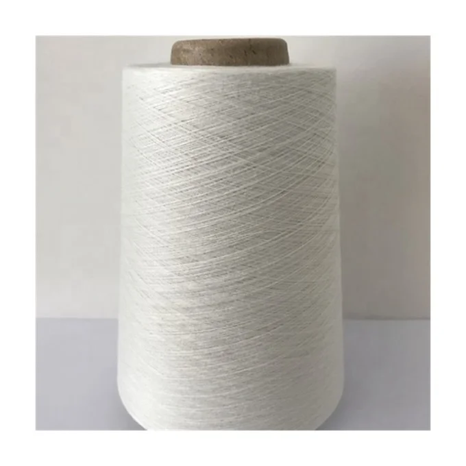 Wholesale Fine Cotton  Raw Polyester Fully Combed Bleach White Yarn China