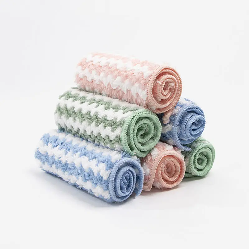 Wholesale Super Water Absorbent Microfiber Dish Towel Cationic Coral Fleece Household Cleaning Cloth Dry Wipes Kitchen Dish