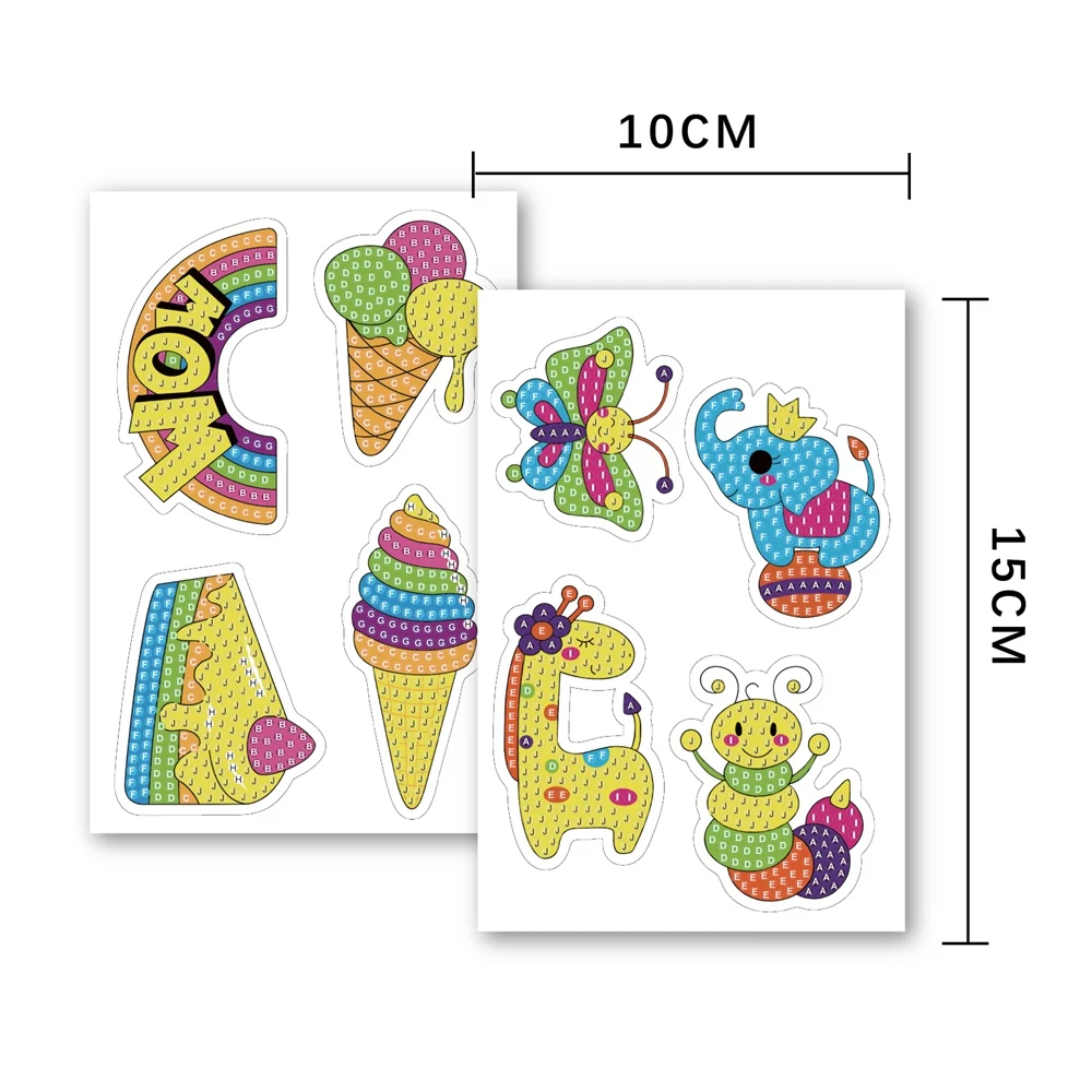 DIY Diamonds Art Mosaic Stickers Diamonds Painting Stickers Cute Cartoon Pattern for Kids Gift Rewards Home Decor