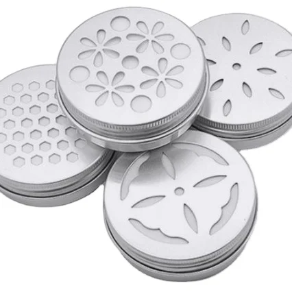 Wholesale Custom Metal Car Perfume Gel Packaging Jar Container 120ml 4 oz Aluminum Round Tin Jar with Hollowed-out Screw Lid