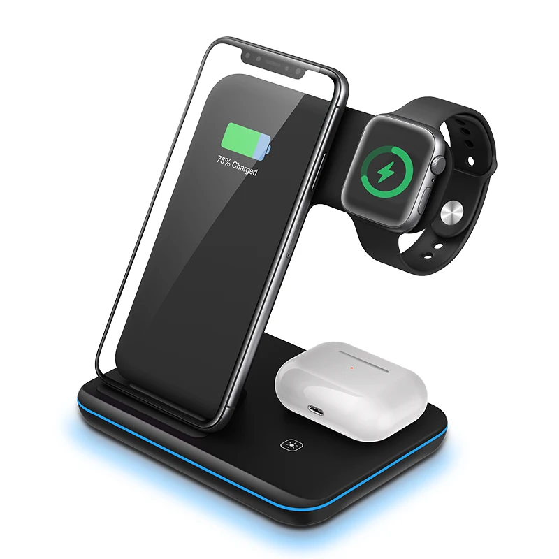 2021 Новое Беспроводное зарядное устройство для телефона 3 en 1 Kabellose Ladestation для apple 13 pro max iphone 12 iwatch airpods 2 3