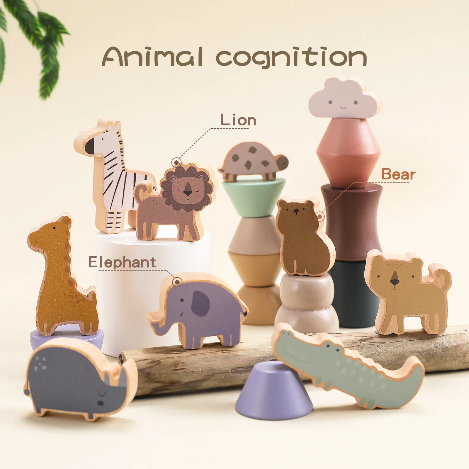 Fun Animal Zoo Stacking Blocks Large Smooth Wooden Building Blocks for Kids Enhances Focus HandEye Coordination Cognitive Skills