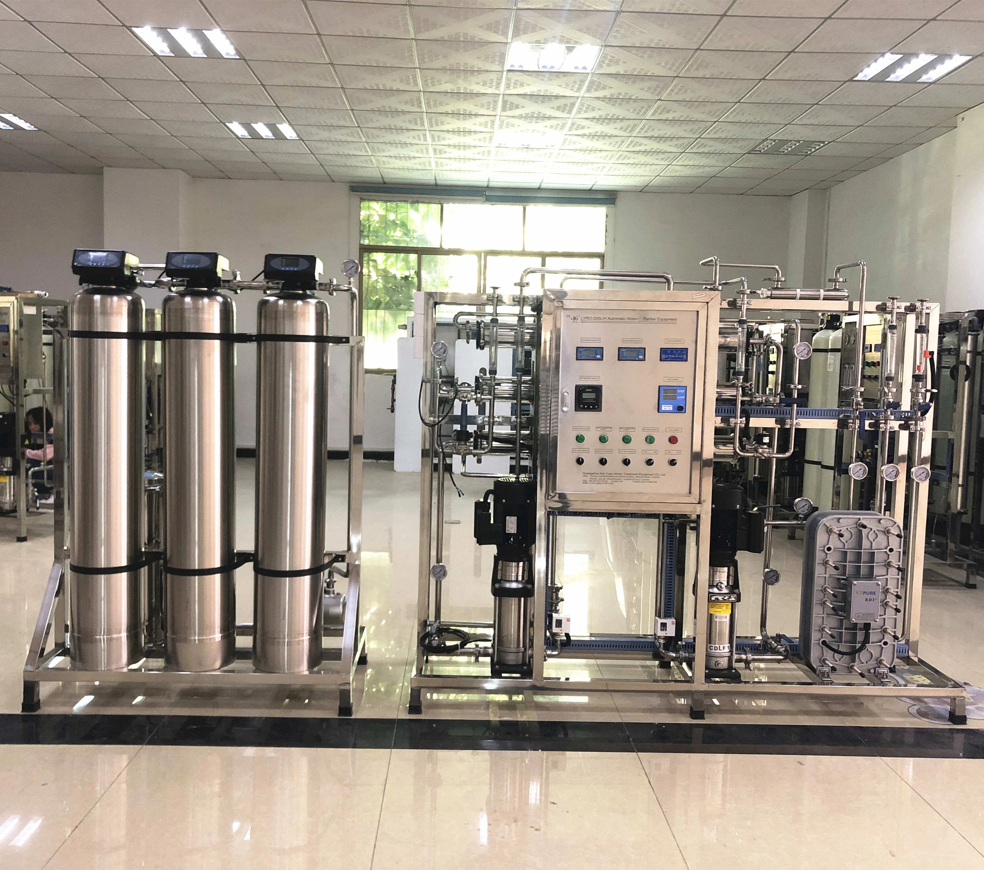 CE SS 250LPH  distilled ultra pure water purification treatment plant commercial reverse osmosis edi system for hospital and lab