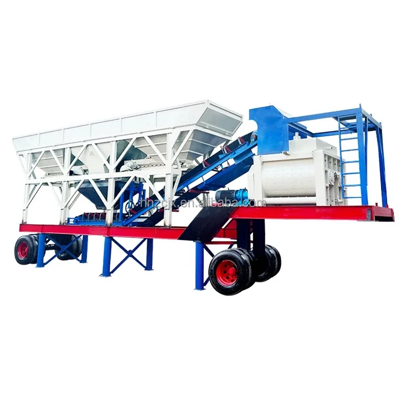 Large Capacity Ready Mixed Concrete Mixing Station 75M3 Automatic Control Twin Shaft Mixer Mobile Batching Plant For Sale