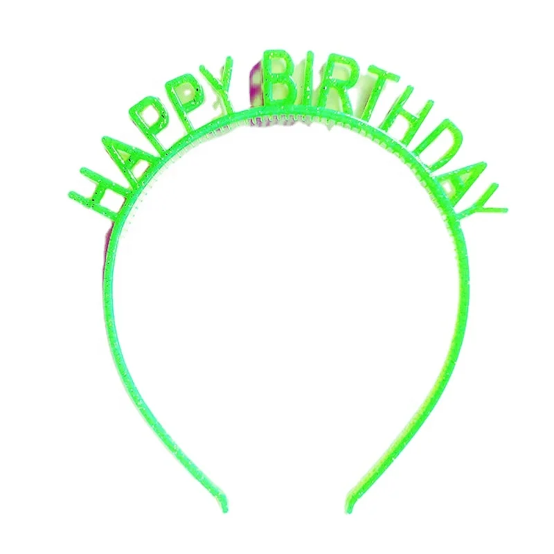 Factory wholesale custom mixed bling plastic happy birthday headband tiaras cheap glitter birthday party Hat Headbands